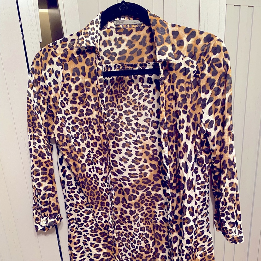 Zara leopard buttoned shirt